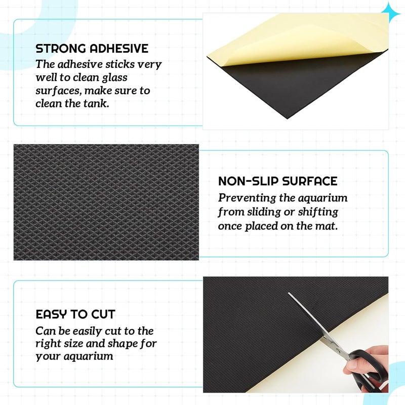 Pangda 2 Pack 23.6 x 15 Inch Aquarium Fish Tank Leveling Pad, 5 mm Thick Foam Fish Tank Mat Non-Slip Neoprene Foam Shockproof Easy to Cut for Water Stable Floor Protection Black - Image 5
